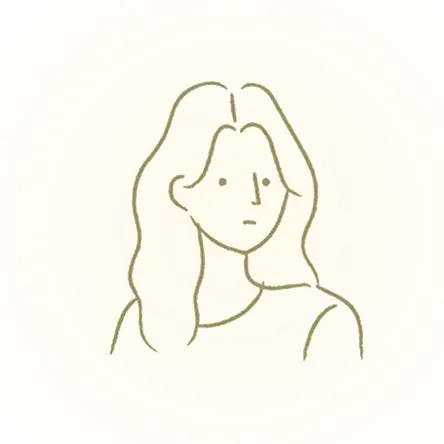 シンプルに描かれた長い髪の女性のイラストアイコン